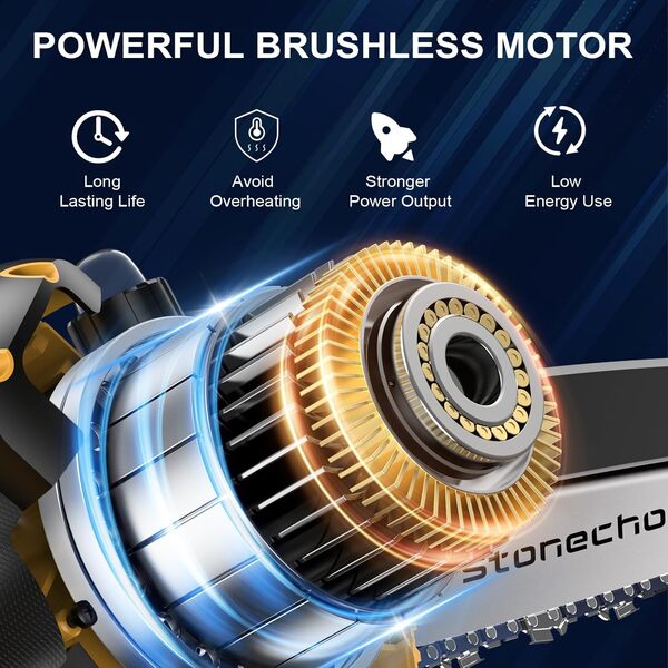 Mini tronçonneuse de 20,3 cm, 2025 mise à niveau 2 x 4000 mAh avec système d'huile, moteur sans balais, mini tronçonneuse sans fil, vitesse de chaîne de 10 m/s, pour coupe de branches d'arbre