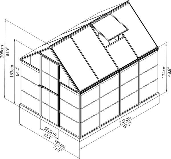 Canopia by Palram Serre de Jardin Hybrid 4.6m² (Verte) Cadre en Aluminium, Panneaux en Polycarbonate, Résistant aux UV