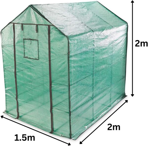 Garden Mile Grande serre de 2 m avec étagères enroulable et porte zippée à 3 niveaux - Grande serre résistante aux intempéries - Serre d'extérieur et d'intérieur pour fruits, légumes, tomates