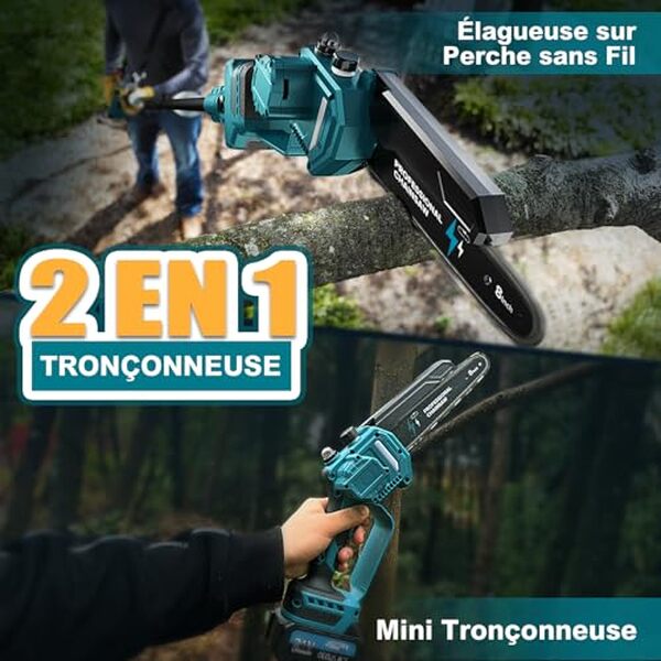 Découvrez notre test détaillé de la tronçonneuse télescopique 2-en-1 8 pouces avec moteur brushless : polyvalence et efficacité au rendez-vous pour tous vos travaux de jardinage