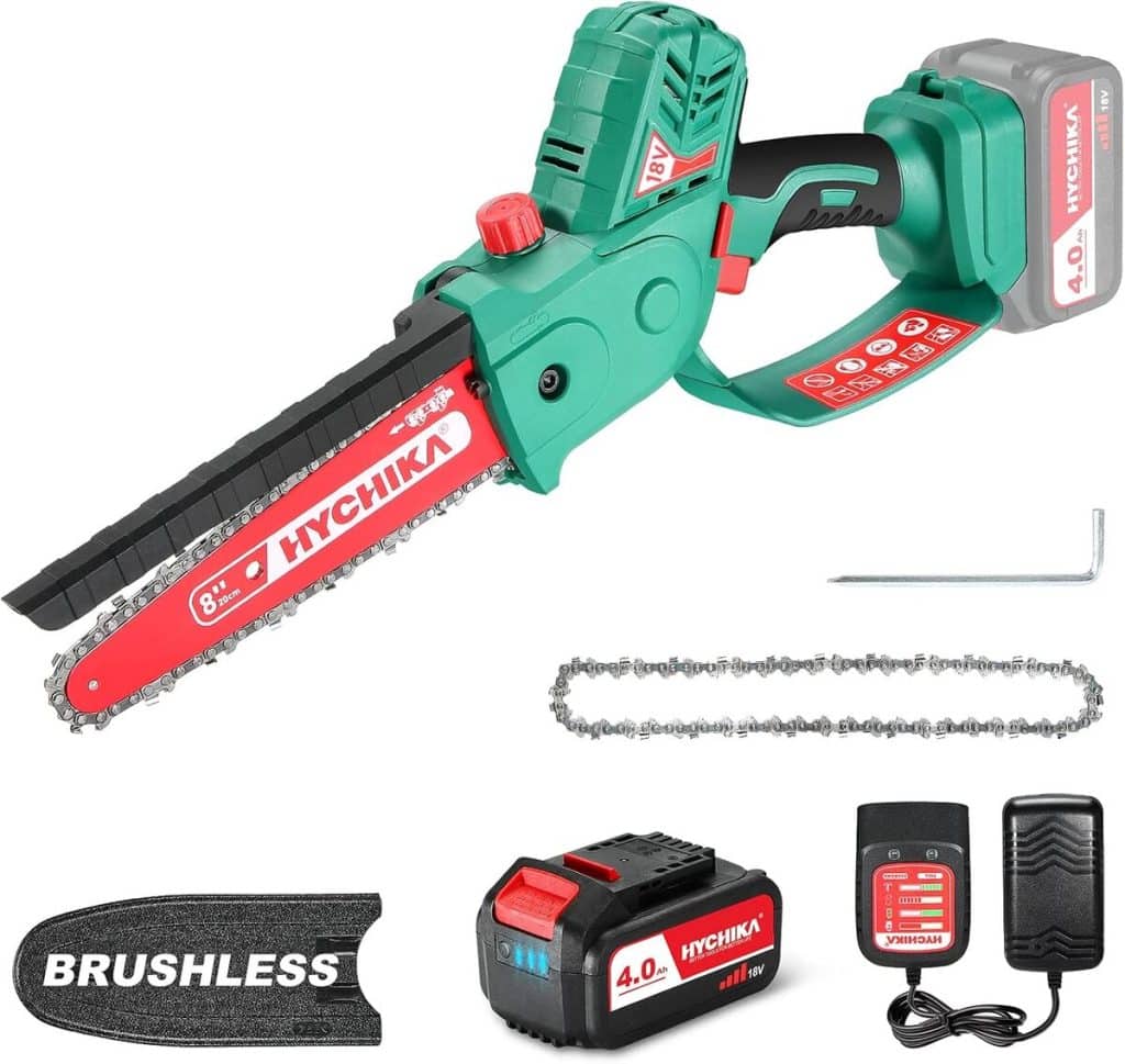 Test de la mini tronçonneuse à batterie 18V HYCHIKA : efficacité sans fil pour vos jardins