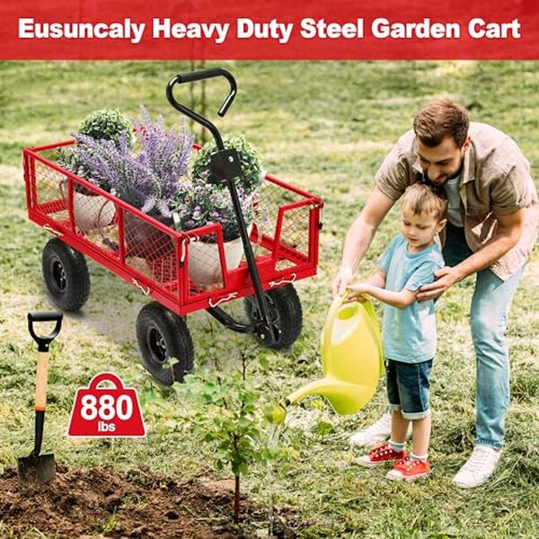 Découvrez notre test complet du chariot de jardin Eusuncaly de 400 kg. Un allié de choix pour l'entretien de votre espace vert avec sa robustesse et sa couleur rouge vibrante.