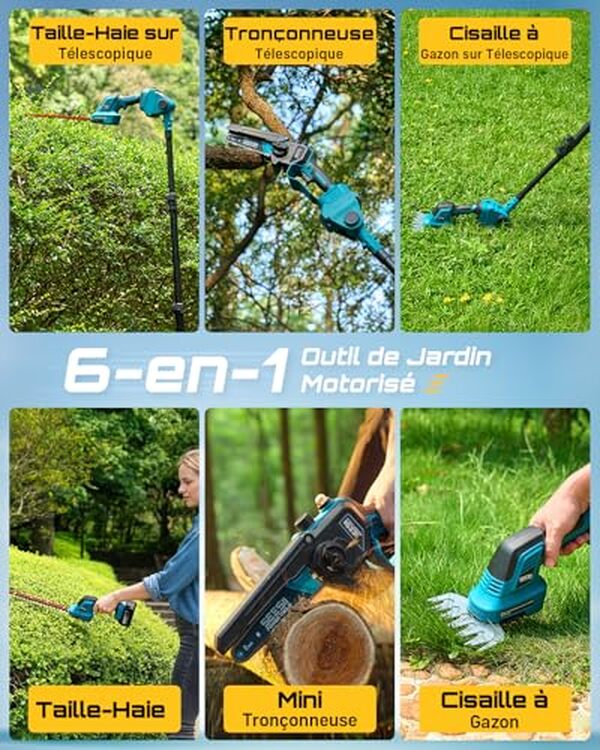 Découvrez l'efficacité exceptionnelle de la tronçonneuse Seesii 6-en-1, un outil polyvalent et précis pour tous vos travaux de jardinage et d'élagage.